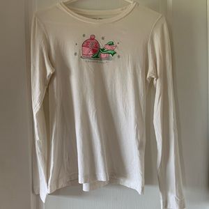 Vineyard Vines pink winter whale front long sleeved